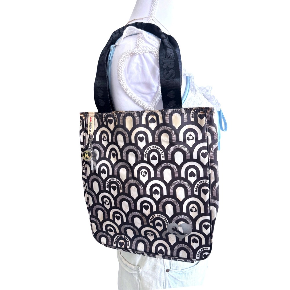 Y2K Harajuku Lovers Tote Bag Heart Print Gwen Stefani Whistle Charm Vintage